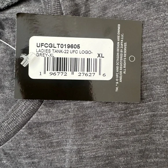 UFC Women’s Tank Top Gray Charcoal Heather Coral Pink Logo Size XL NWT $25 MSRP - Picture 4 of 7